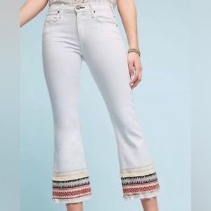 McGuire Denim Amb Embroidered Bootcut Crop Jeans White